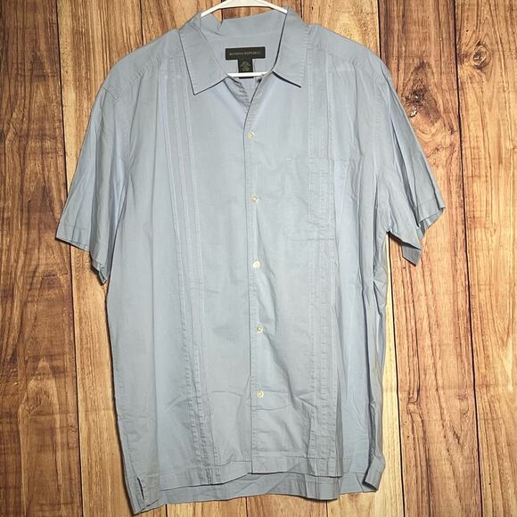 Banana Republic Long Sleeve Pleated Button Down Shirt Blue Mens Size L Casual - Picture 1 of 6